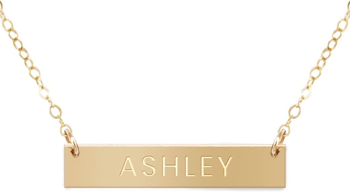 Zen & Zuri Personalized Modern Name Gold Filled Bar Necklace, Customized, Gift for Her, Mother's ... | Amazon (US)
