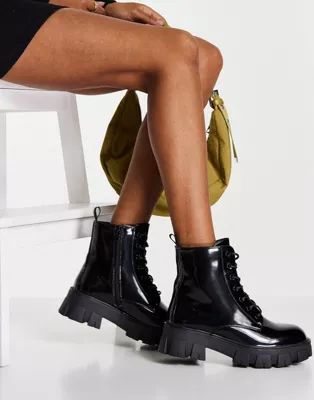 Missguided lace up boot with chunky sole in black | ASOS (Global)