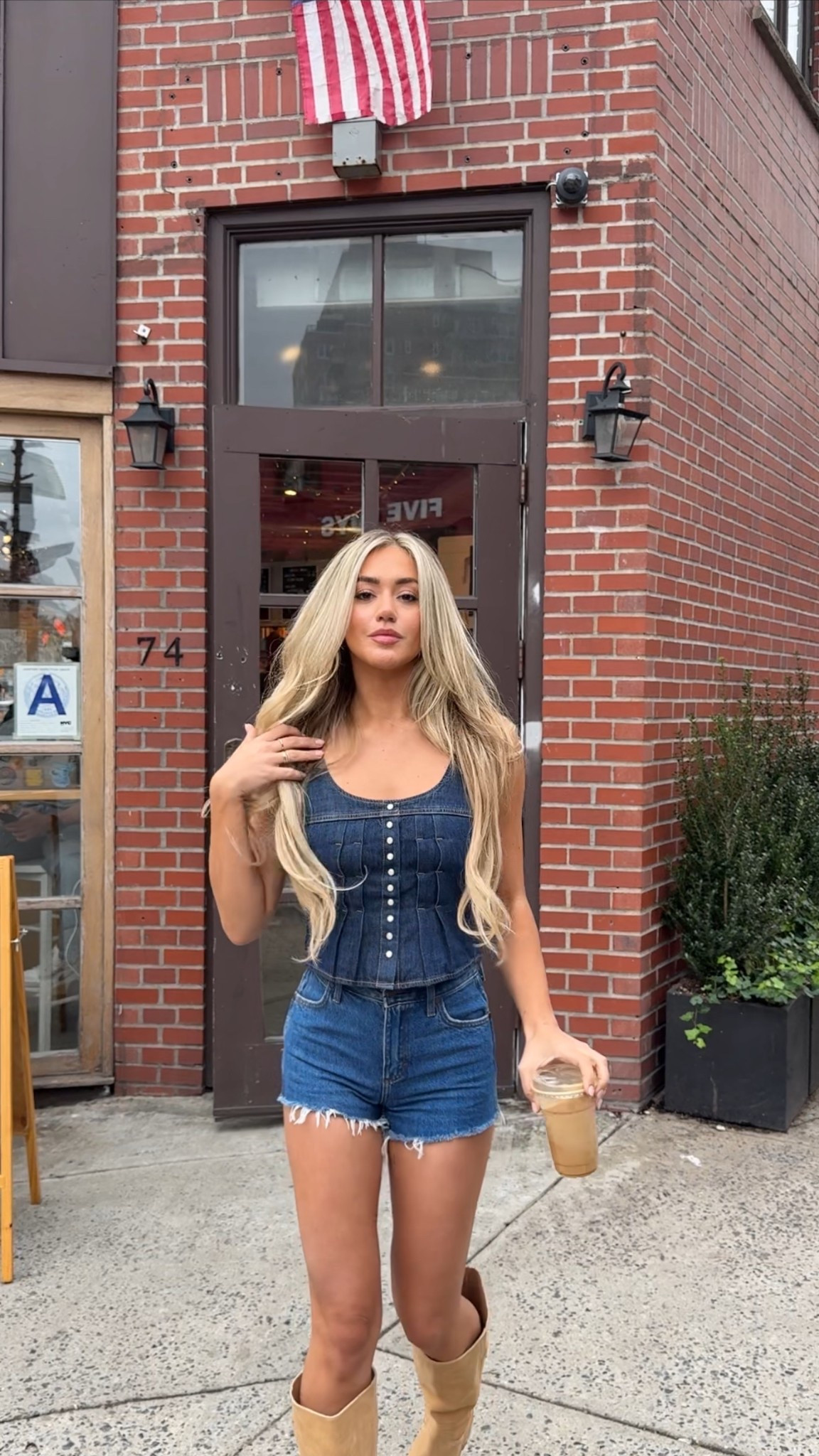 Wearing denim on denim 🤍🤍 with @wrangler #ad 