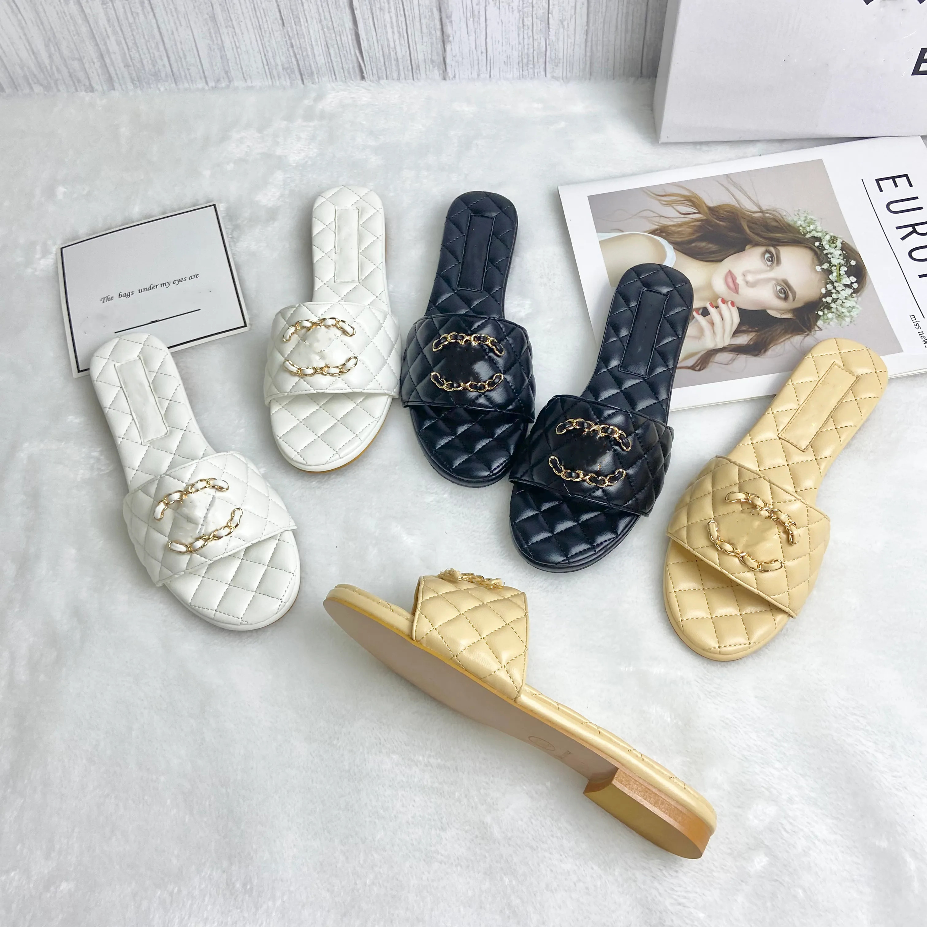 Leather Mid Heel Embroidered Sandals Women Slippers Designer Sandal Lady Wedding Party Slides Fla... | DHGate