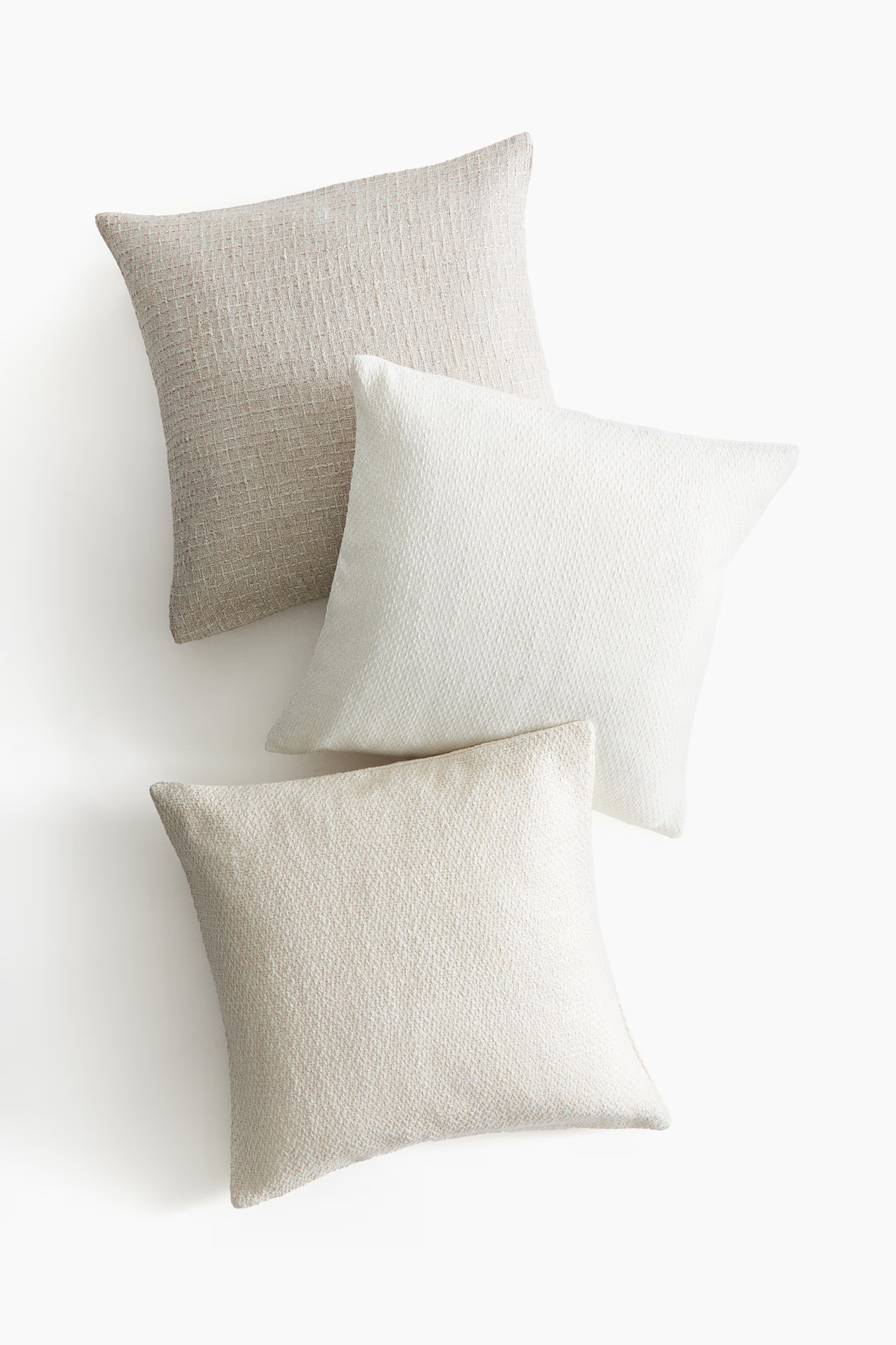 3-pack Textured-weave Cushion Covers - Beige/white - Home All | H&M US | H&M (US + CA)