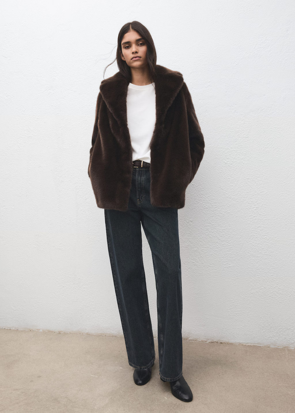 Oversized faux-fur coat beige - Woman - L - MANGO | Mango (US/MX/AU)