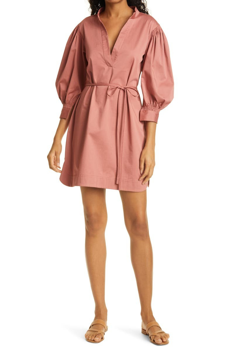 Balloon Sleeve Cotton Stretch Twill Dress | Nordstrom