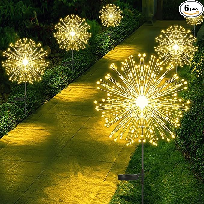 Solar Fireworks Lights Outdoor Waterproof | Firework Solar Lights Outdoor Flexible Copper Wire| S... | Amazon (US)