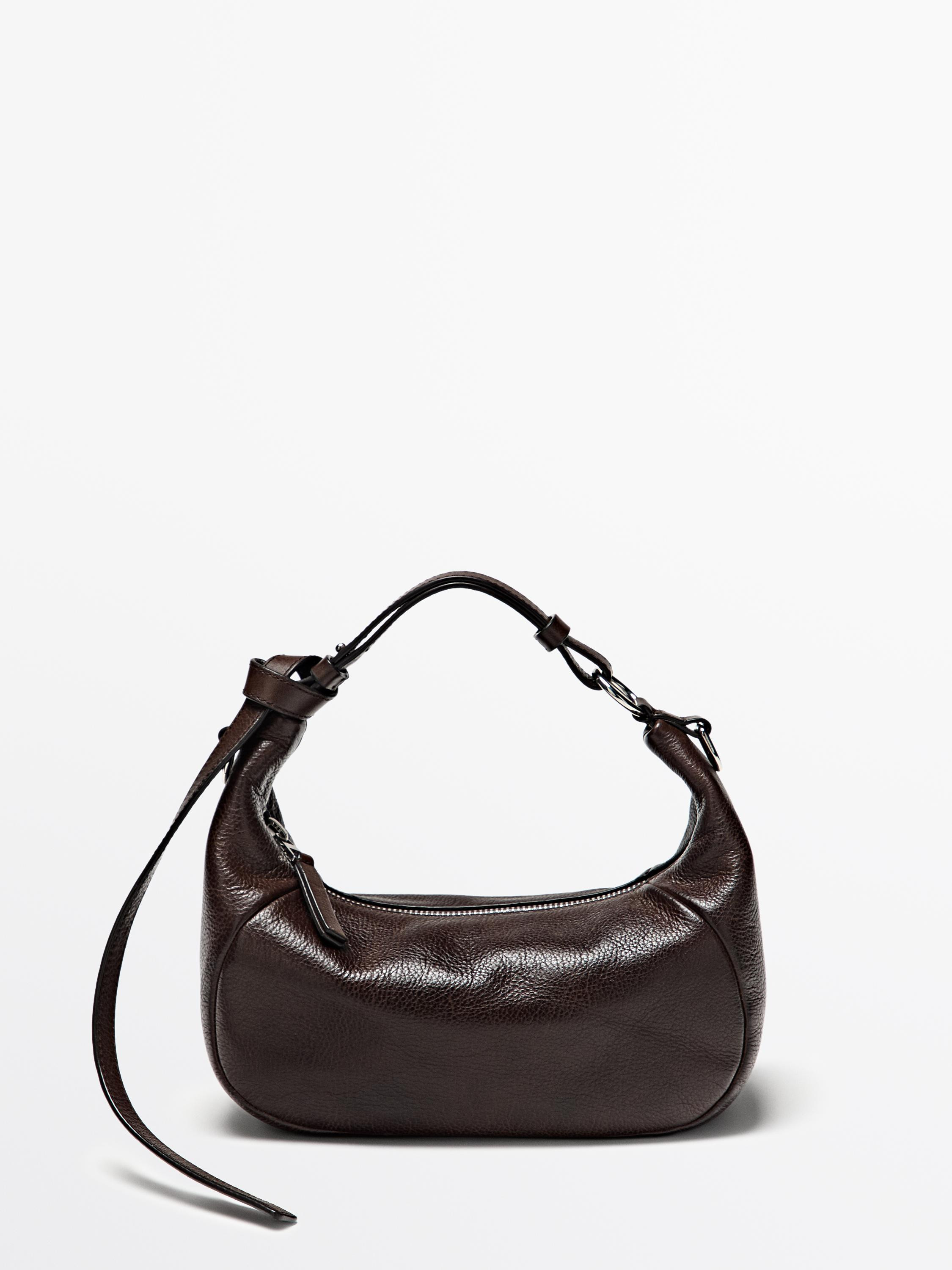 Nappa leather bag with metal buckle | Massimo Dutti UK