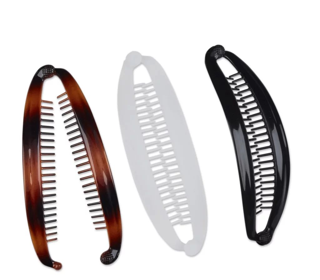 Scunci Fashion Banana Clip Combs in Black, Tortoise Shell, and Clear, 3ct | Walmart (US)
