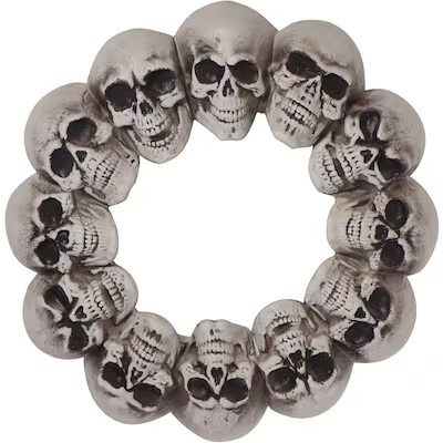 Haunted Hill Farm 15.7-in (non powered) Multiple colors/finishes Skull Artificial wreath | Lowe's