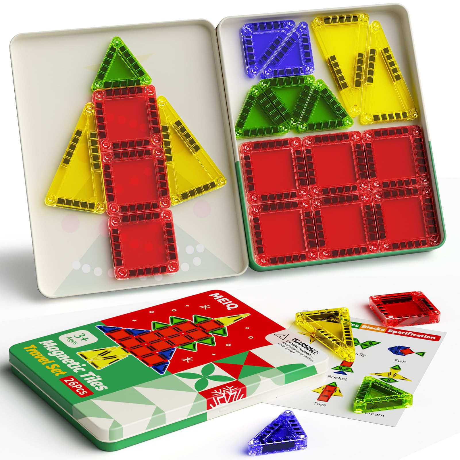 Mini Magnetic Tiles Travel Set | 26-Piece Portable Metal Storage Box | STEM, Montessori Education... | Amazon (US)