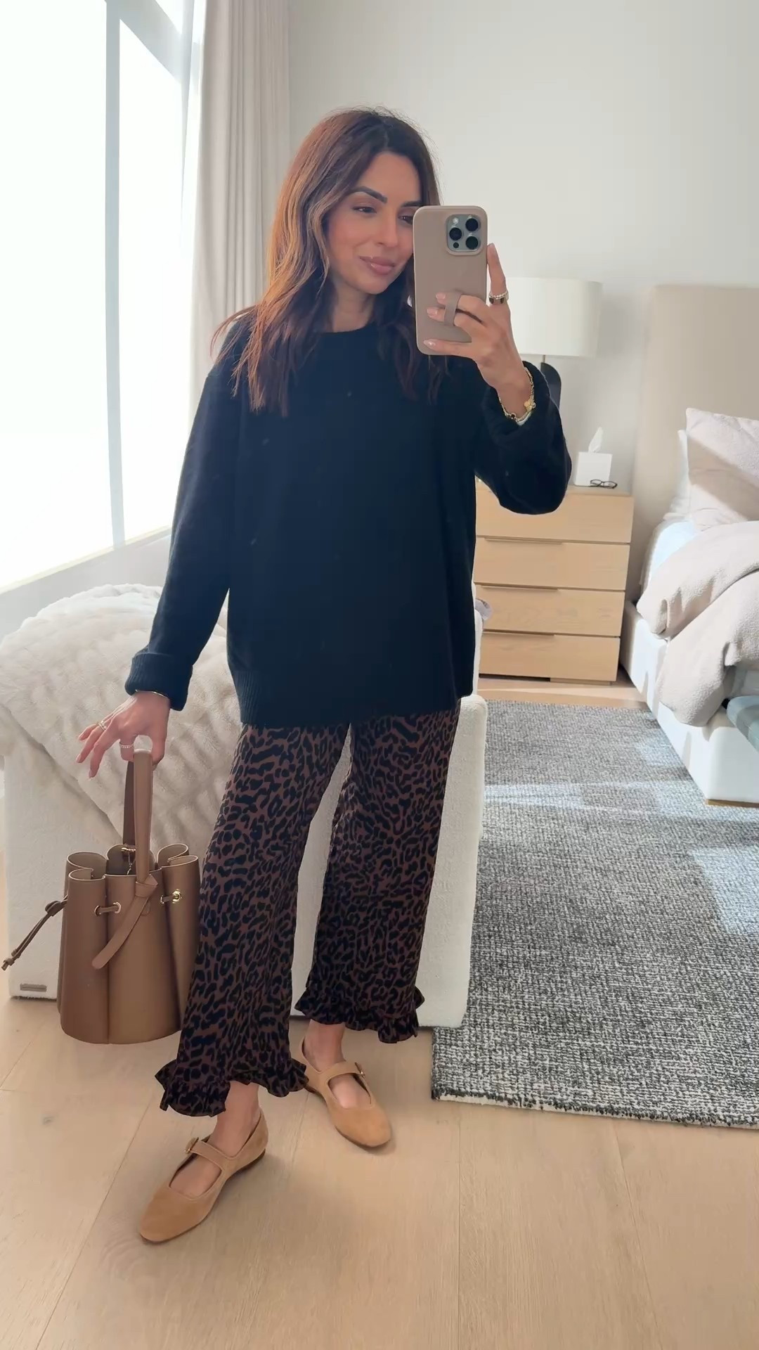 These leopard pants! I'm in size 24 petite in these & they're so comfy!! Size XS in cashmere sweater  

#LTKmomlife #LTKPetite #LTKootd