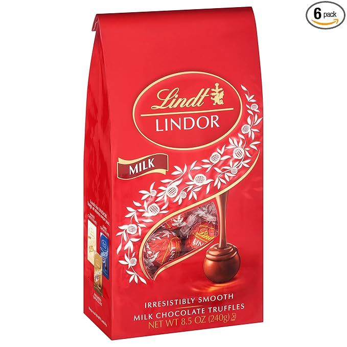 Lindt LINDOR Milk Chocolate Candy Truffles, Valentine's Day Chocolate, 8.5 oz. Bag (Case of 6) | Amazon (US)