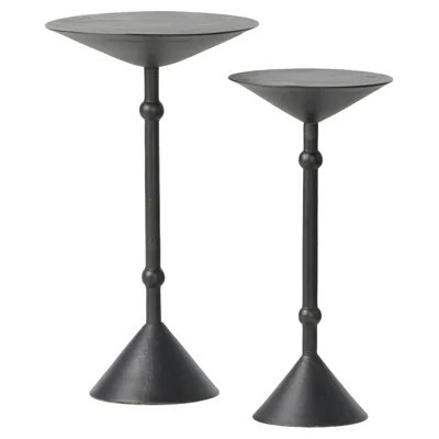 Printa Modern Classic Black Aluminum Round Nesting End Tables | Kathy Kuo Home