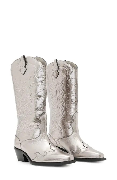 AllSaints Dolly Cowboy Boot in Gunmetal Grey at Nordstrom, Size 8Us | Nordstrom