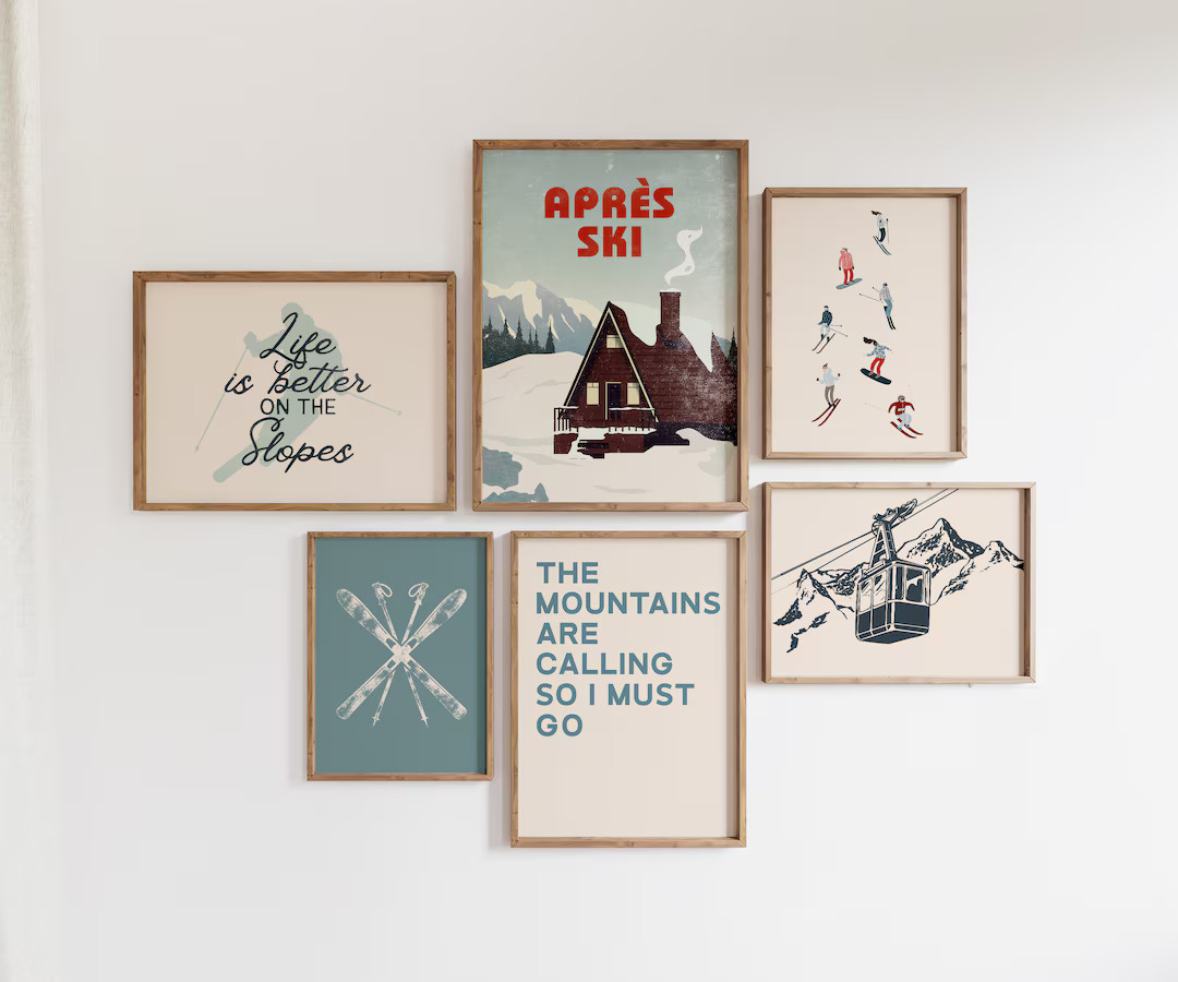 Vintage Ski Poster Gallery Set: Après Ski Chalet Art (Digital Download) | Etsy (US)
