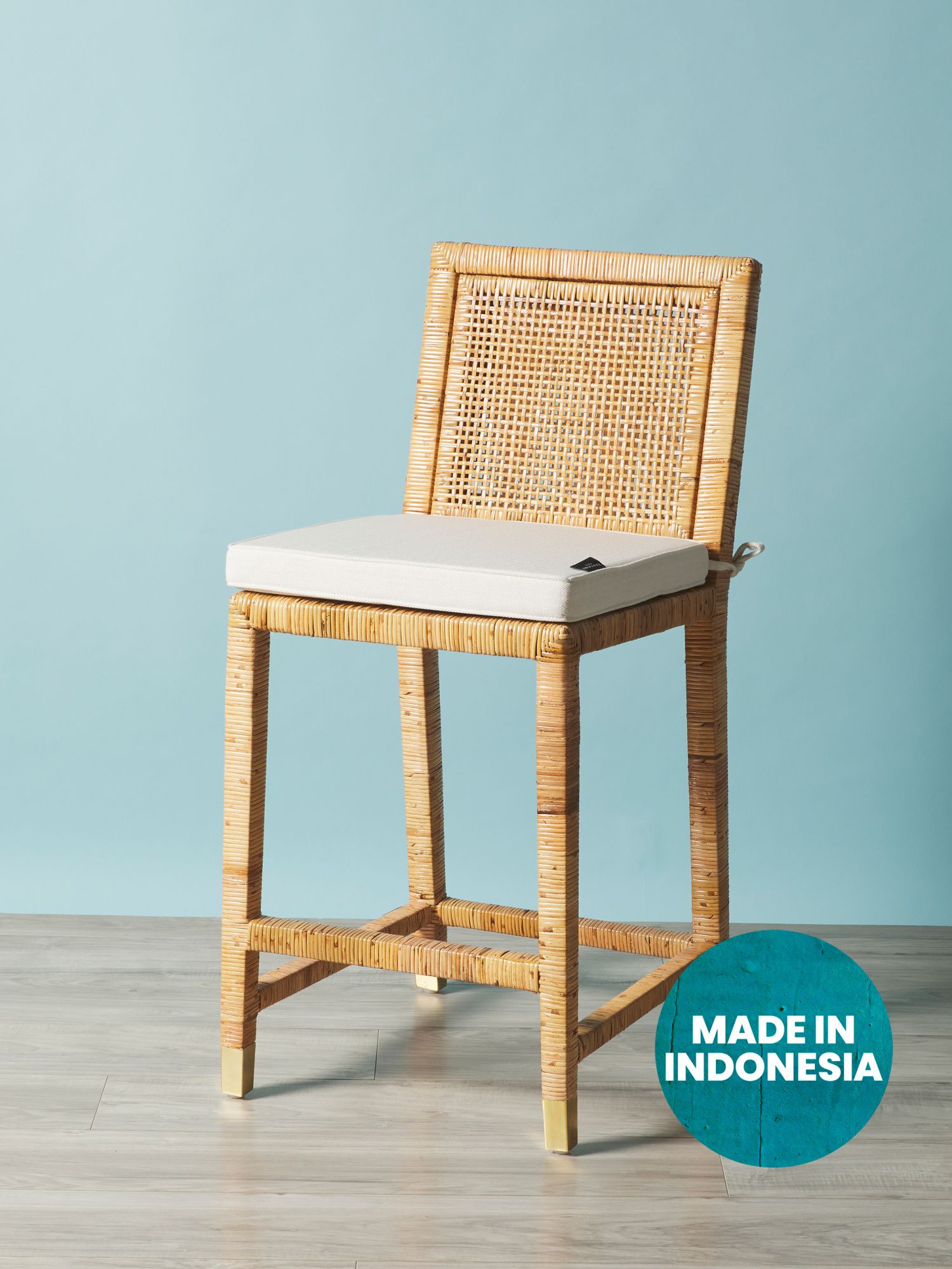 Made In Indonesia 38in Rattan Counter Stool With Cushion | Accent Furniture | HomeGoods | HomeGoods