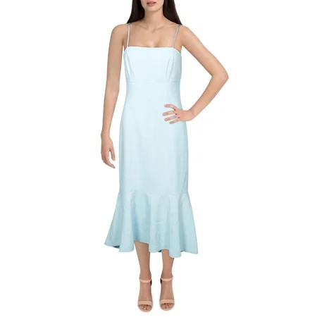 Cinq a Sept Womens Salina Spaghetti Strap Sheath Flounce Dress Blue 8 | Walmart (US)