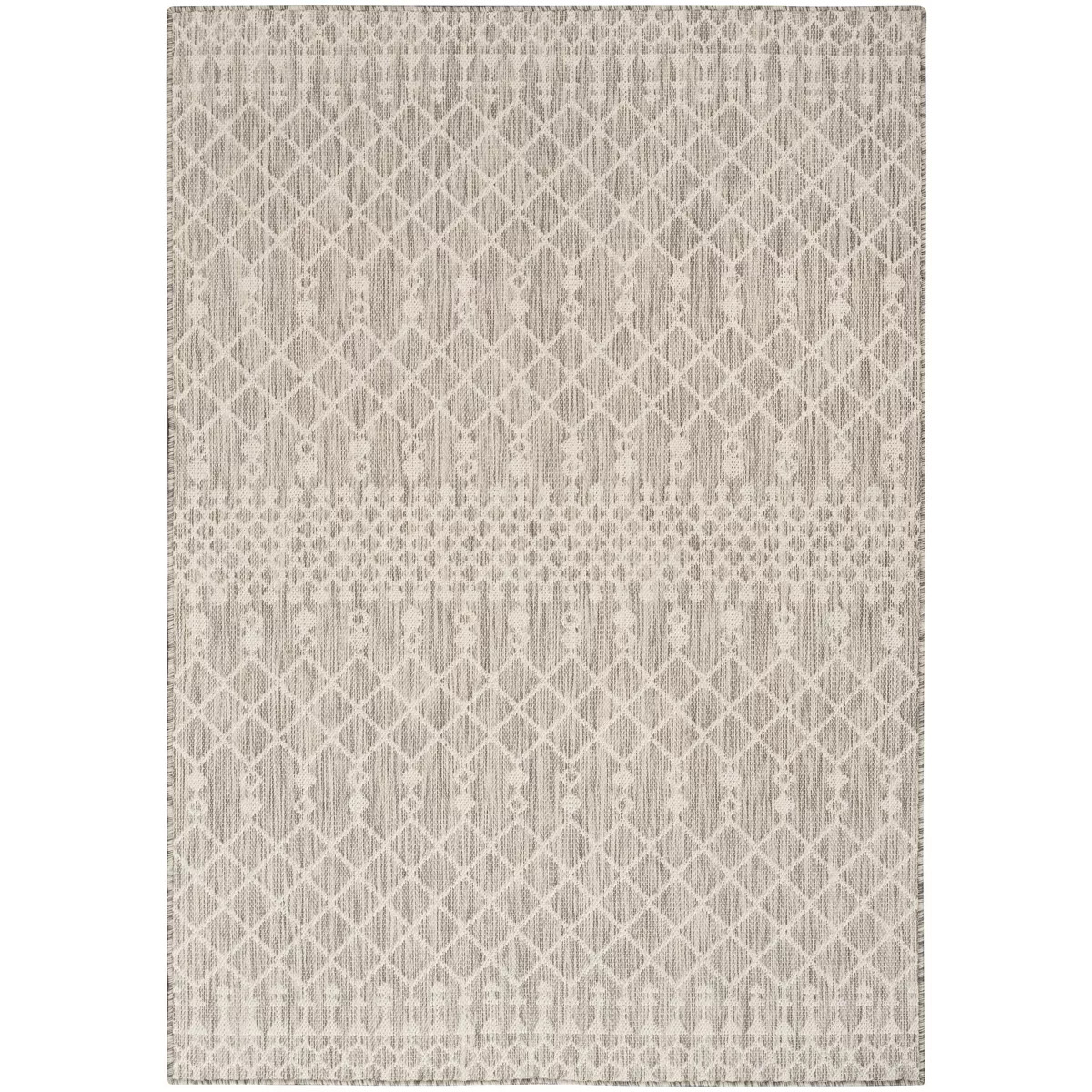 Nourison Positano Moroccan Trellis Flatweave Low Pile Indoor Outdoor Area Rug Light Grey 5' x 7' | Target