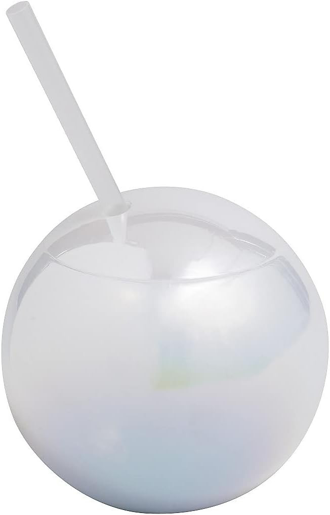 Fun Express 6 Pieces Bubble-Shaped Iridescent Plastic Cups with Straws, Holds 14 oz, BPA Free Pla... | Amazon (US)