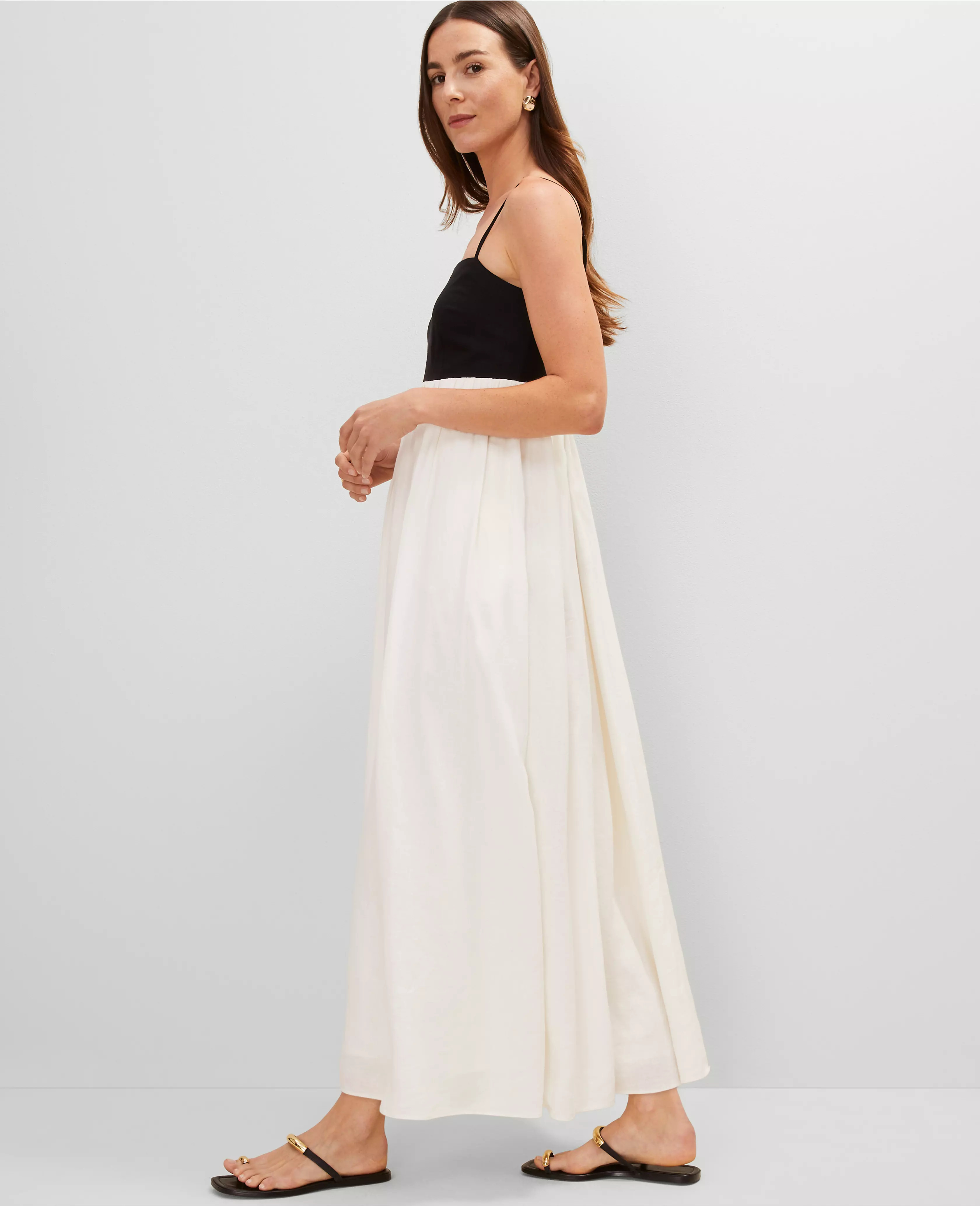 Strappy Linen Blend Maxi Dress | Ann Taylor