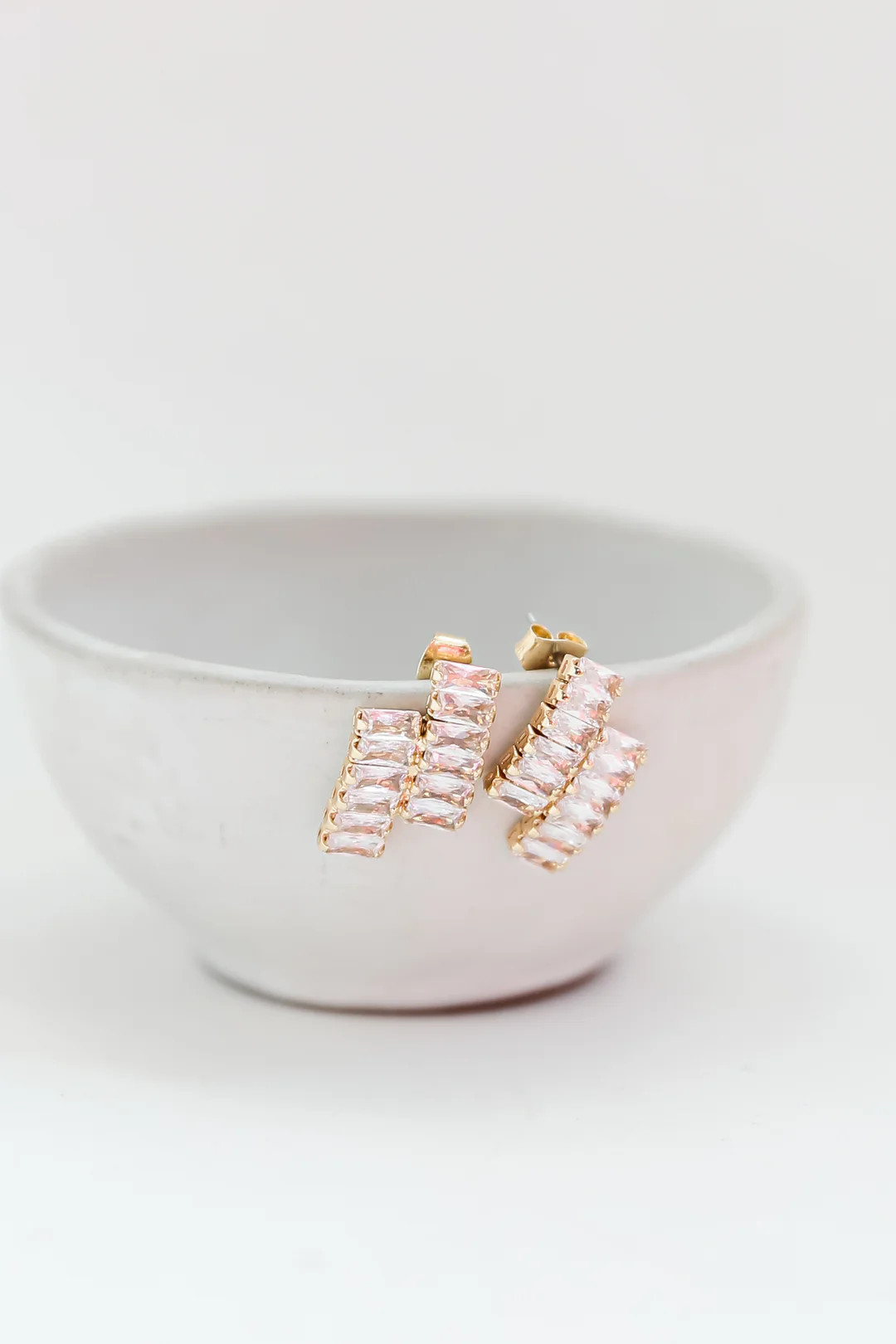 Ayla Gold Rhinestone Bar Stud Earrings | Dress Up
