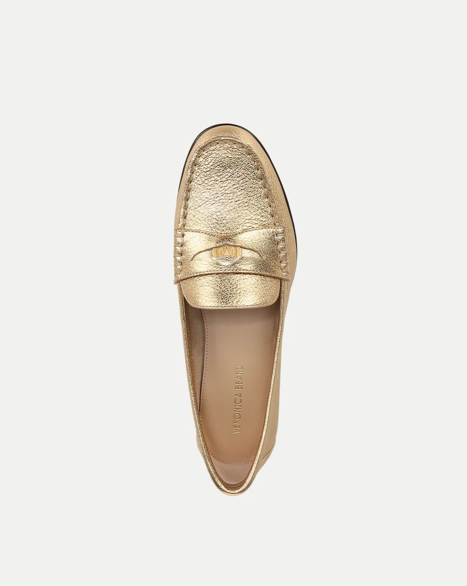 Penny Metallic Leather Loafer in Gold | Veronica Beard | Veronica Beard