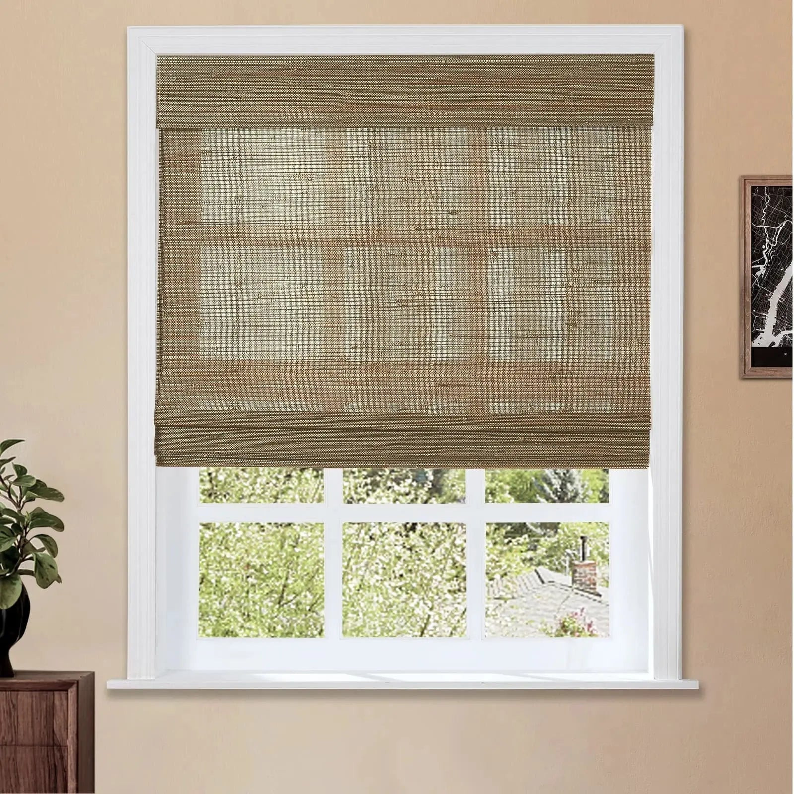 Natural Ramie Bamboo Woven Shade - Brown | TWOPAGES