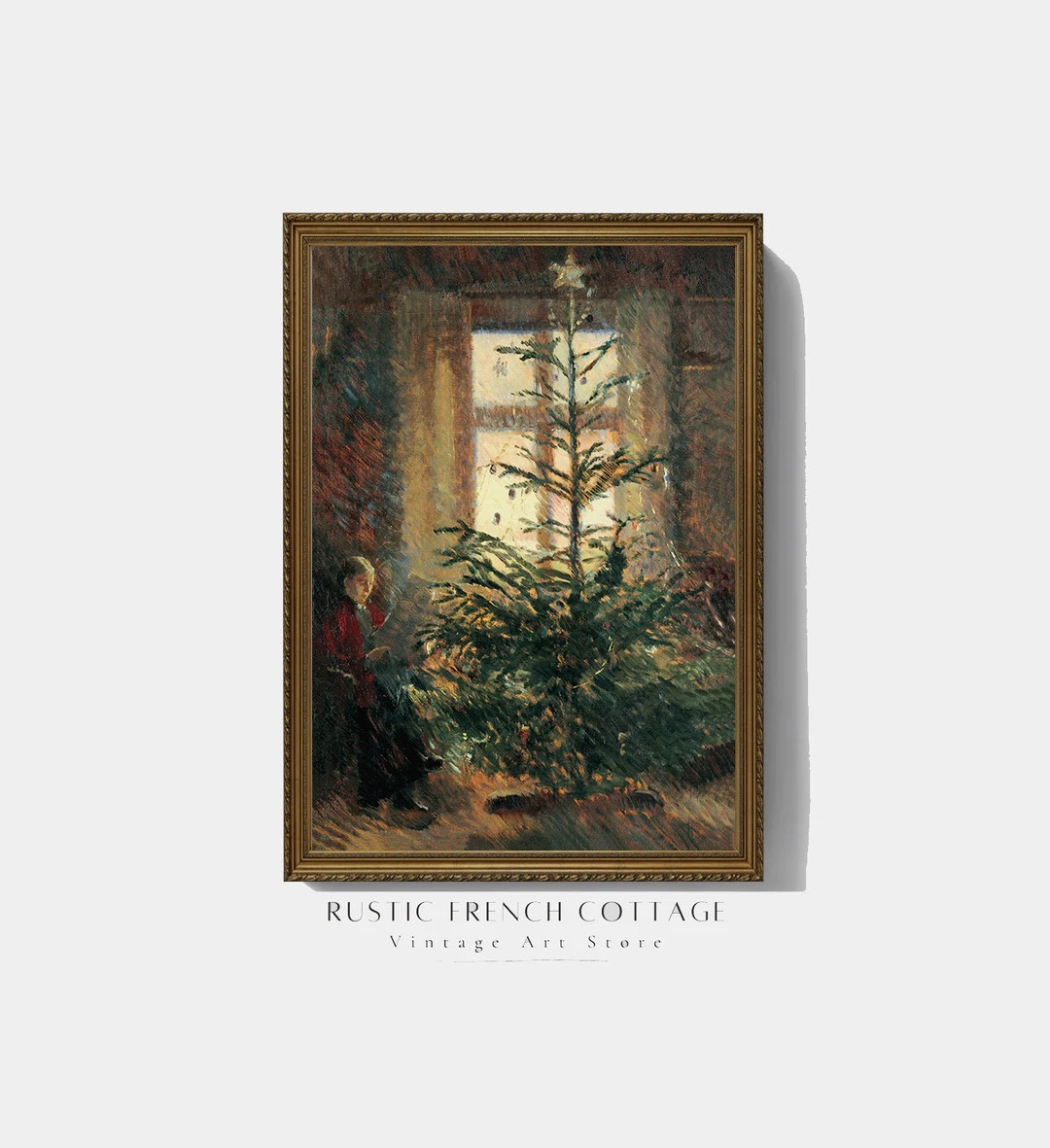 Vintage Country Christmas Painting | Rustic Winter Wall Art | Victorian Christmas Wall Art | Farm... | Etsy (US)