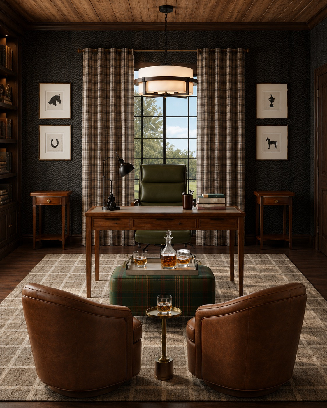 A gorgeous masculine office design with leather and plaid accents inspired by the Ralph Lauren polo bar!

#LTKdayinmylife #LTKHome #LTKMens