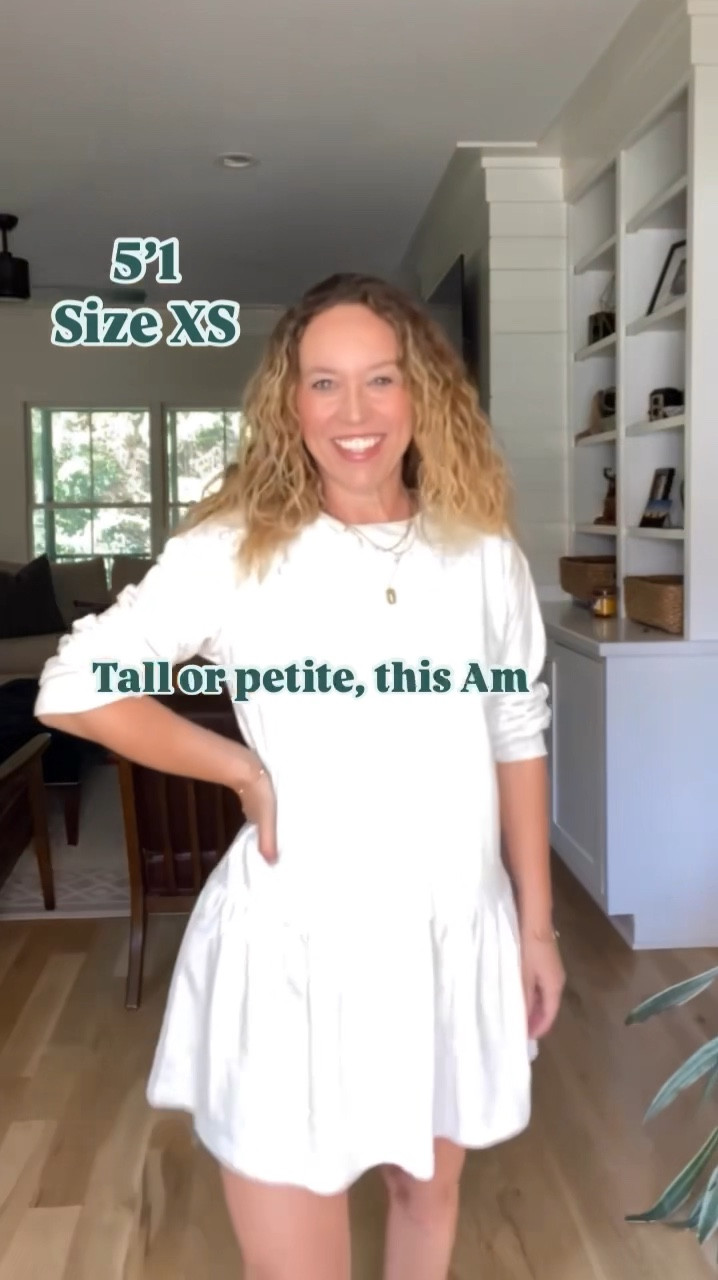 The comfiest dress!  Great for tall or short!!  Showing on both a 5'8" and 5'1" frame with colorful sneakers!

I'm wearing an xs and I'm 5'1"

#LTKOver40 #LTKFindsUnder50