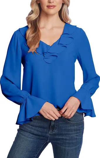 Ruffle Detail V-Neck Blouse | Nordstrom
