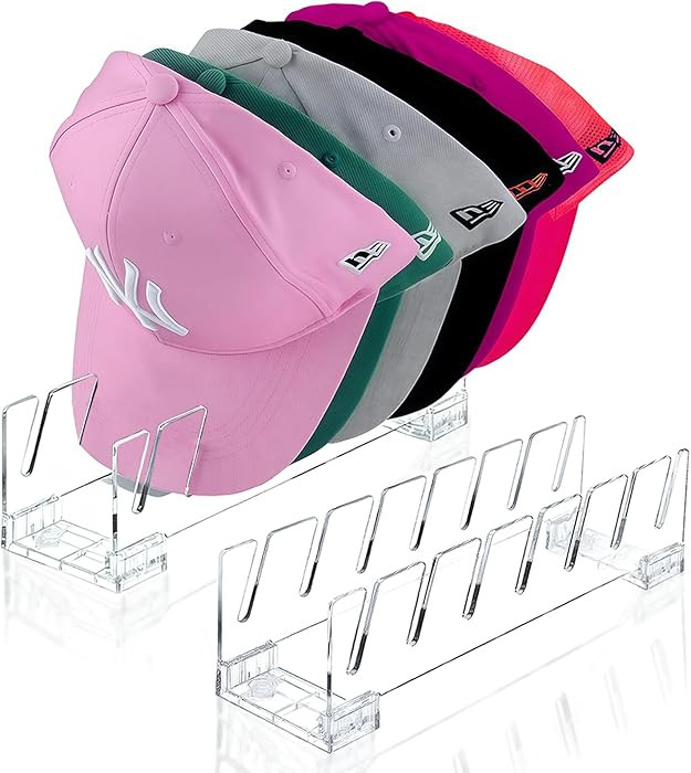 Hat Organizer for Baseball Caps, 2 Pack Upgrade Acrylic Hat Stand for 14 Baseball Caps Storage Or... | Amazon (US)