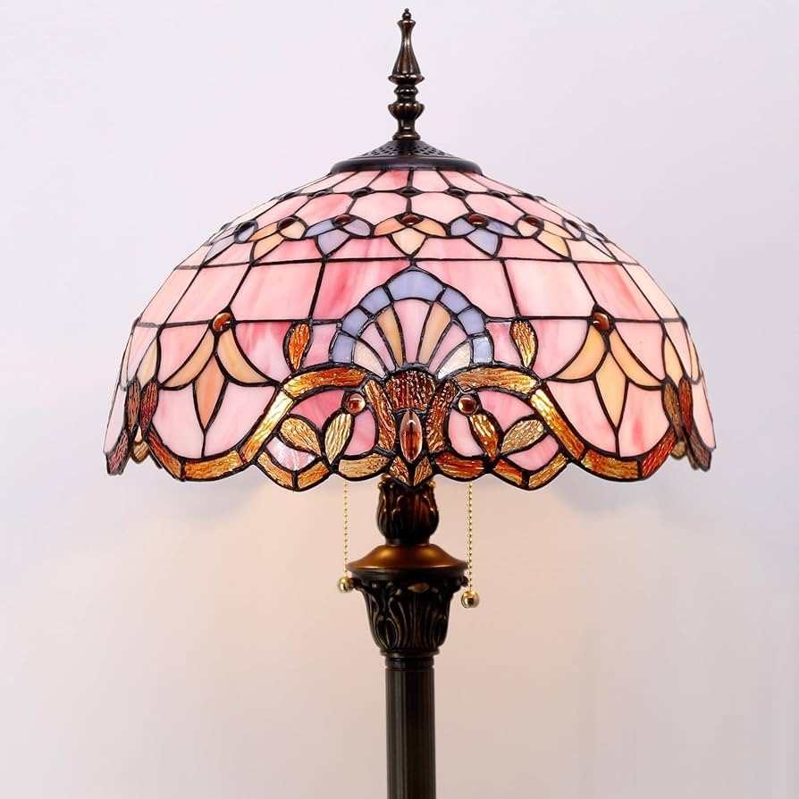 WERFACTORY Tiffany Floor Lamp Pink Baroque Stained Glass Standing Reading Light 16X16X64 Inches A... | Amazon (US)