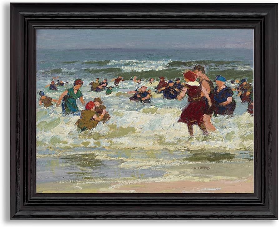 at The Beach by Edward Henry Potthast Framed Print Poster Wall Art Decor | Fine Artwork Painting Rep | Amazon (US)