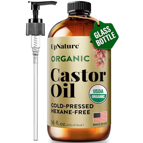 UpNature Organic Castor Oil Cold Pressed Glass Bottle 16oz - 100% Pure USDA Certified, Hexane Free - For Face, Hair & Skin | Amazon (US)