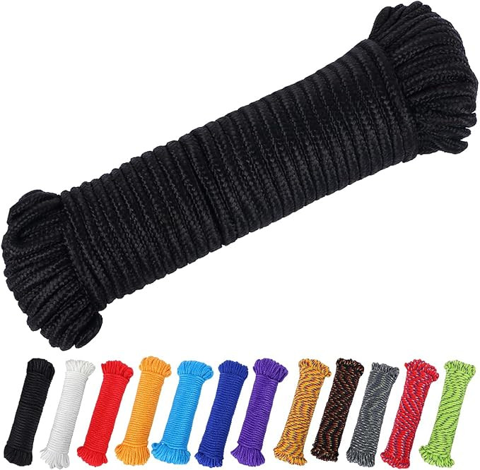 90 ft 1/4 inch (7mm) Polyester Rope (Nylon - Like Durability) Poly Flag Pole Clothes Line Camping... | Amazon (US)