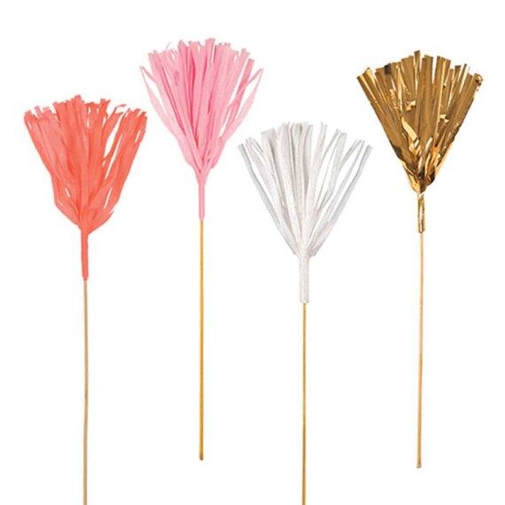 Fancy Party Sticks (set of 12), Valentine Swizzle Sticks, Tassel Skewers, Cake Picks, Long Cocktail  | Etsy (US)