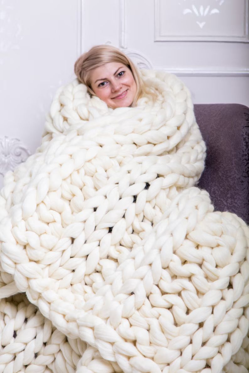 Chunky knit blanket, Chunky blanket, Knitted Blanket, Wool Blanket, Merino Wool, Blanket, Chunky ... | Etsy (UK)