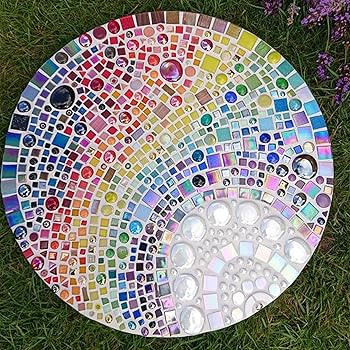 Vitreous Glass Mosaic Tiles for Crafts Bulk, 2.2lb Iridescent Mosaic Glass Pieces for Art Crafts,... | Amazon (US)