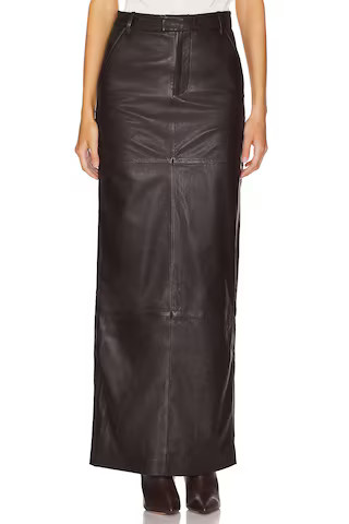 Camila Coelho Anabella Leather Maxi Skirt in Espresso Brown from Revolve.com | Revolve Clothing (Global)