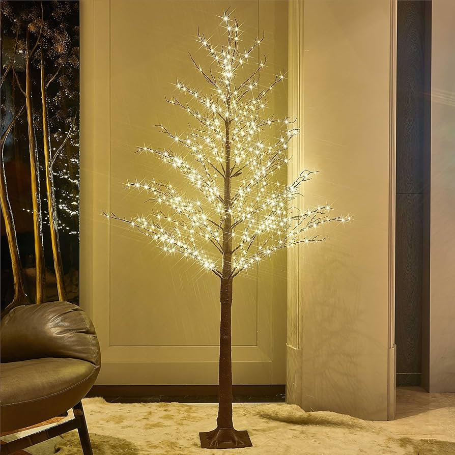 LITBLOOM Pre Lit Brown Tree 6FT 690 Fairy Lights Plug in,Twig Tree with Lights for Indoor Outdoor... | Amazon (US)
