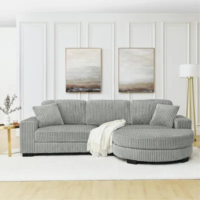 Corduroy Tufted Upholstered Sleeper Sectional Sofa | Wayfair North America