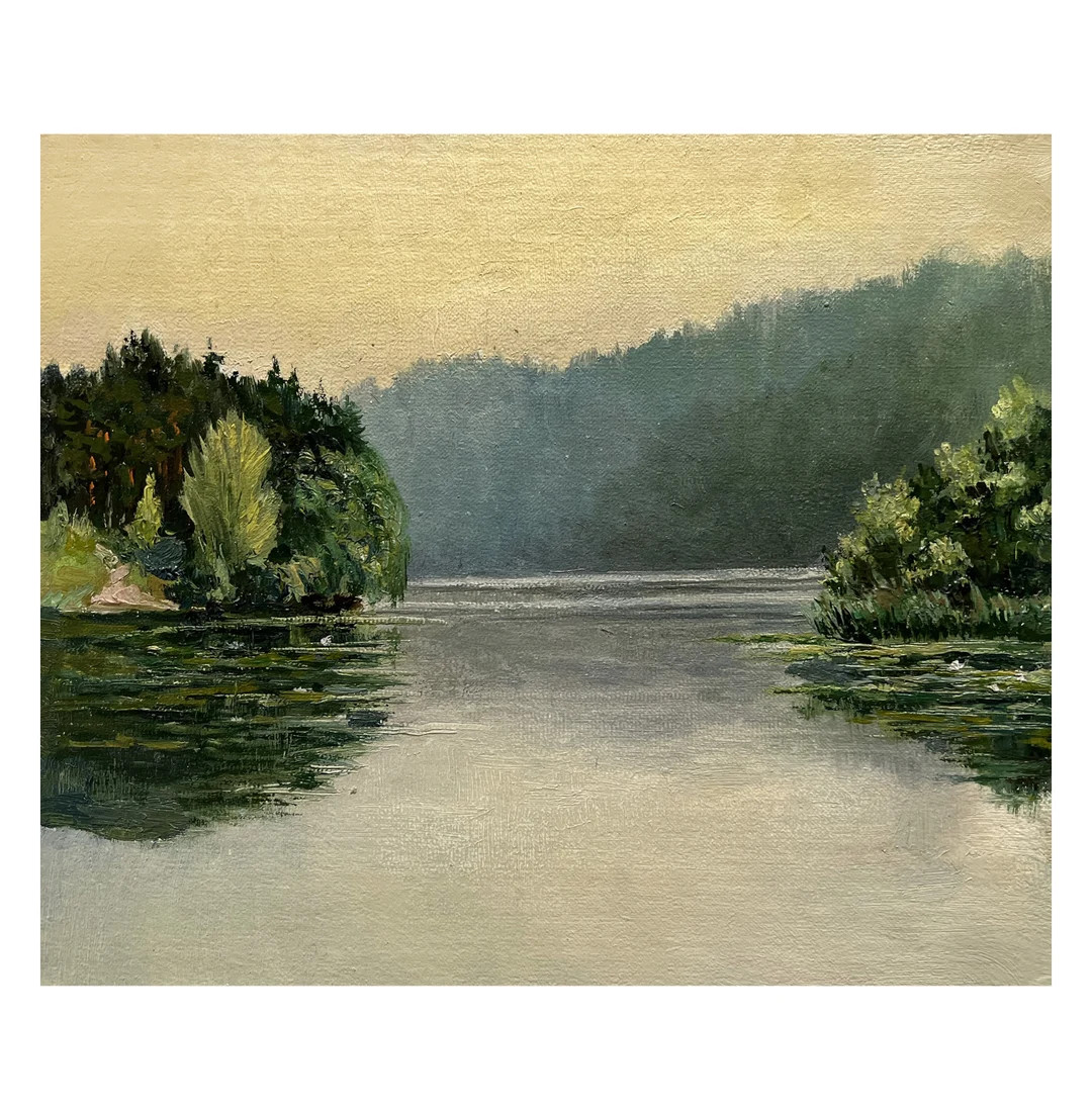 VINTAGE OIL PAINTING original Evening river landscape by Ukraine artist B.Rybets, 1970s, Sunset, ... | Etsy (US)