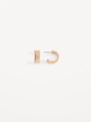 Gold-Plated Ribbed Open Hoop Earrings for Women | Old Navy (US)