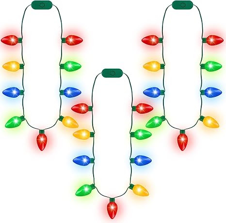 Blowata 6PCS Christmas Light Necklace, Christmas Accessories with 3 Flash Modes, Xmas Light Decor... | Amazon (US)