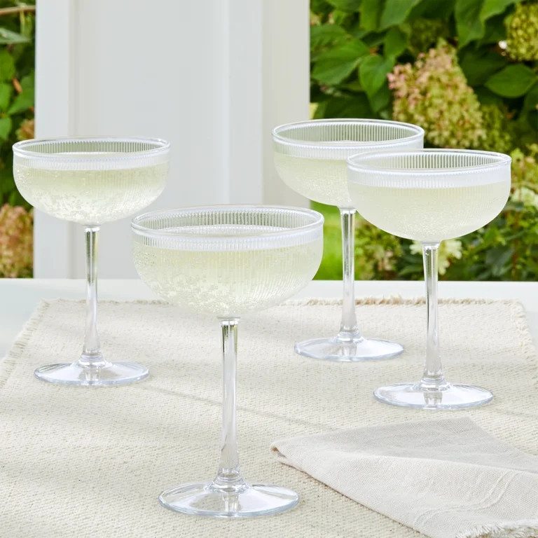 Better Homes & Gardens 4-Piece Clear Ribbed Tritan Coupe Glass Set | Walmart (US)