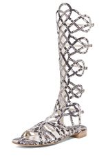 Aphrodite Embossed Leather Sandals in Natural Snake | FWRD 