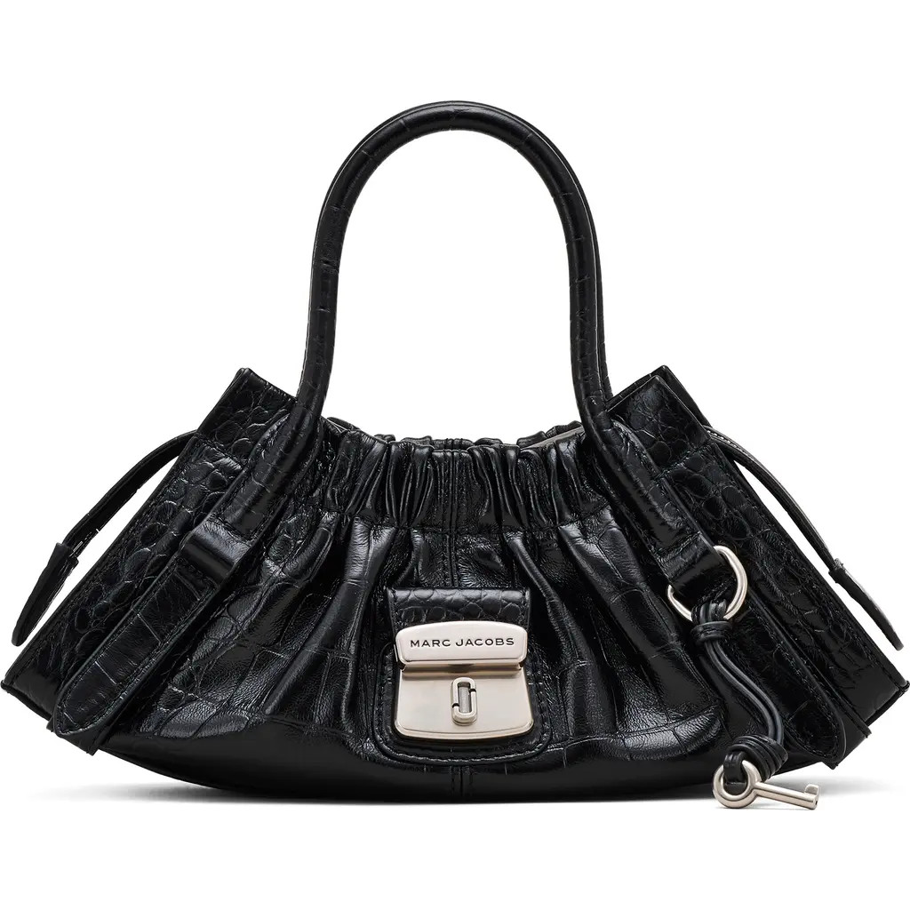 Marc Jacobs The Croc Embossed Cristina Small Satchel in Black at Nordstrom | Nordstrom