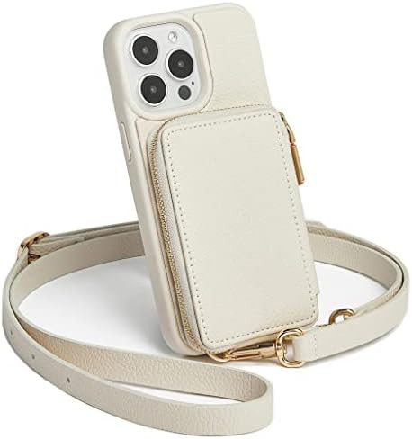 ZVE iPhone 13 Pro Max Wallet Case Crossbody, Zipper Phone Case with RFID Blocking Card Holder Wri... | Amazon (US)