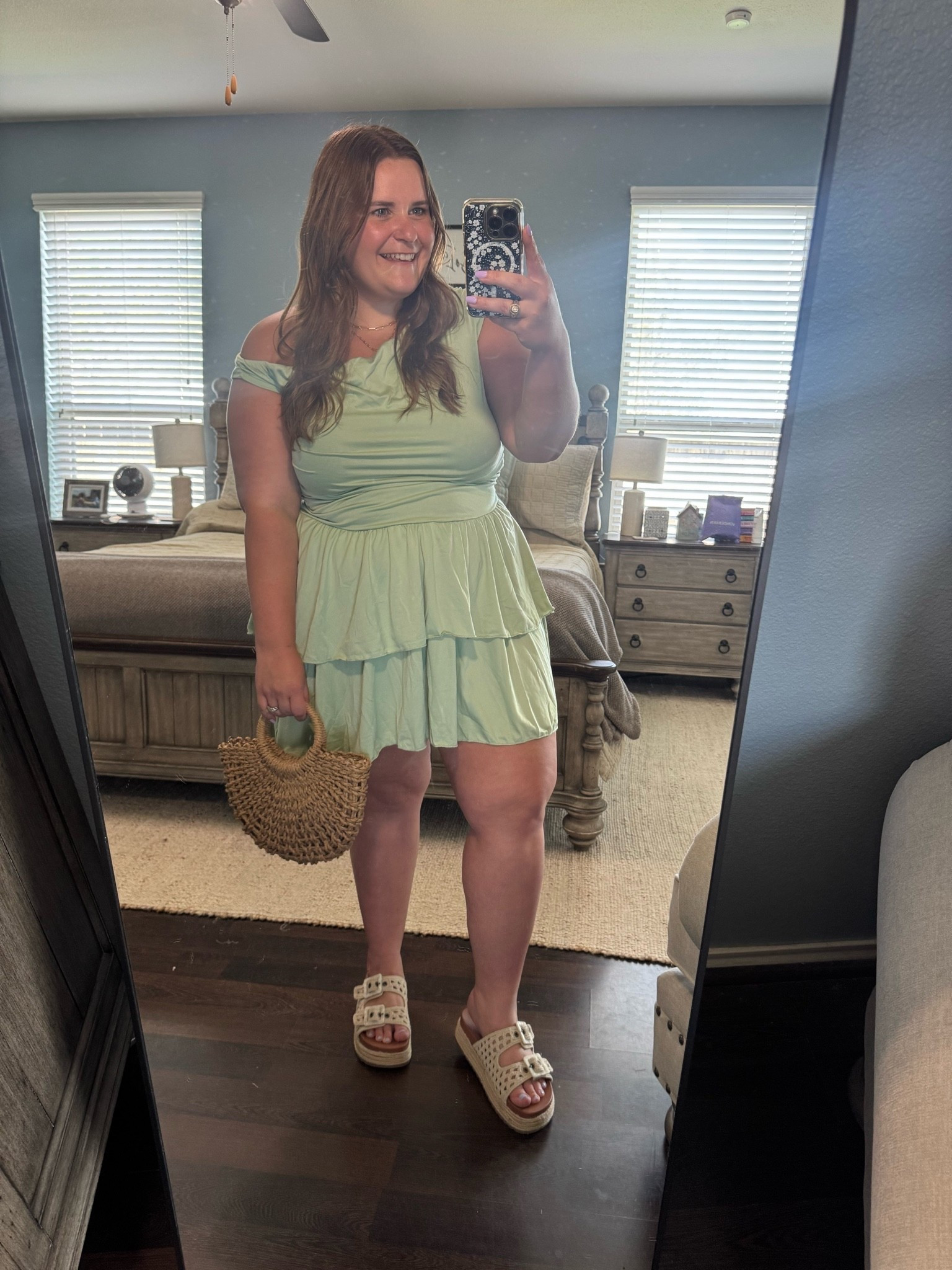 I’m a size 16 and 5’1 wearing a 1x in this shein dress. I sized down one from my normal size. It’s such a cute summer dress that I’ll be packing to the beach. Love this green color and the neck line. Paired with shein purse, Amazon jewelry, and Walmart shoes.

#LTKootd #LTKMidsize #LTKPlusSize