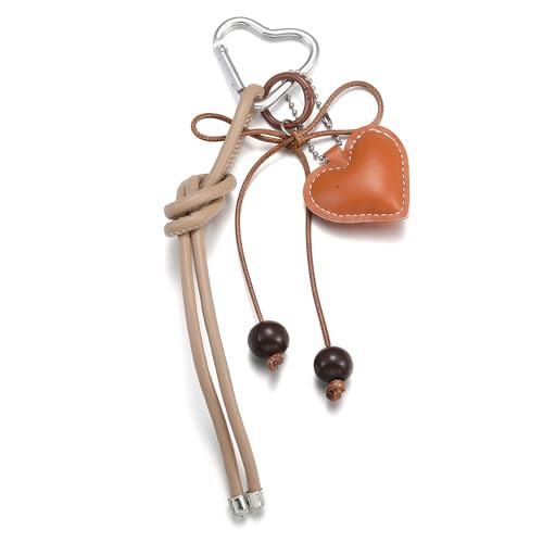 Jamortty Nylon Rope Keychain Leather Bag Charms for Handbags Cute Leather Heart Bow Backpack Purse Charms (Style 3) | Amazon (US)