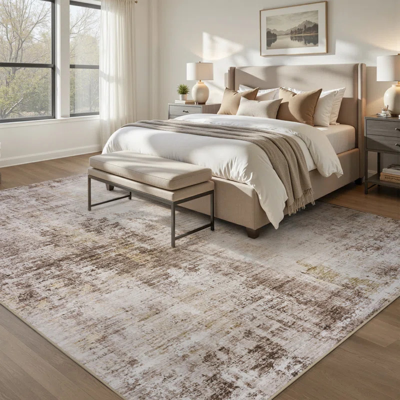 Modern Abstract Machine Washable Area Rug For Living Room, Bedroom | Wayfair North America